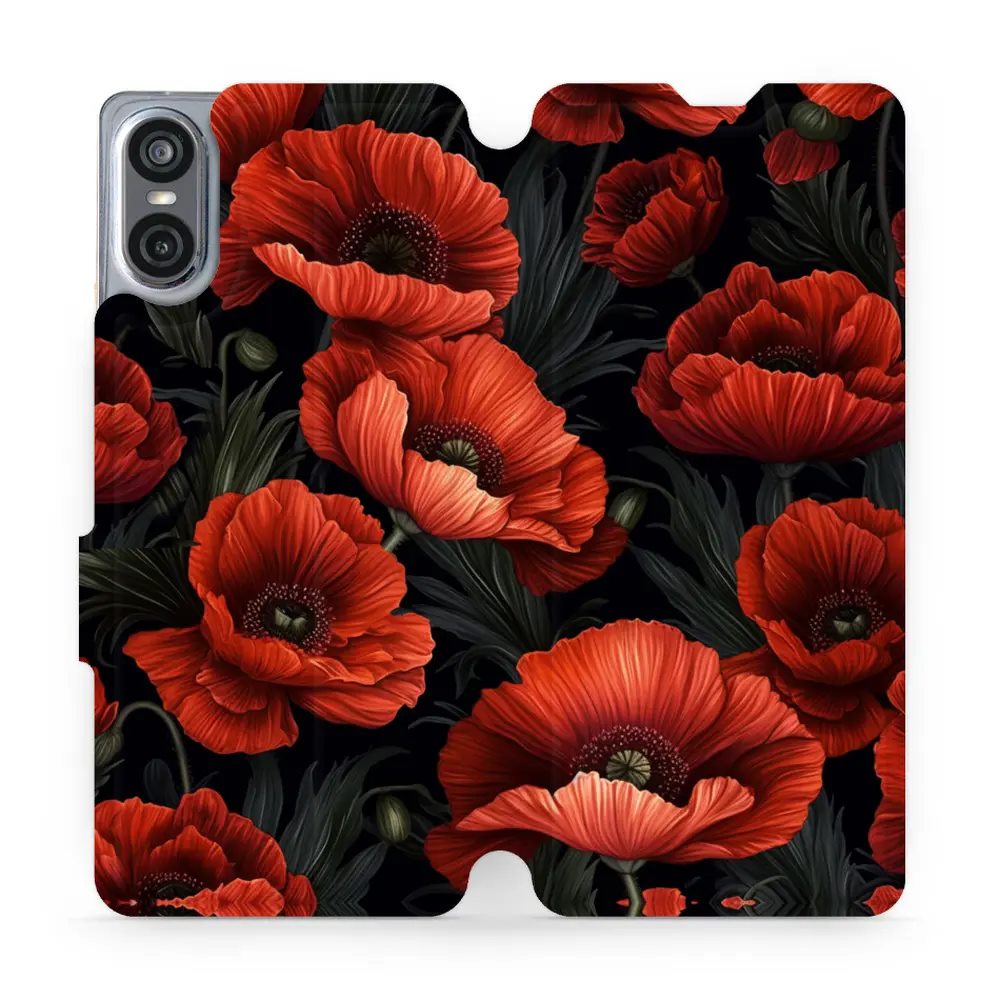 Flipové pouzdro Mobiwear - Sony Xperia 10 VI - VP45S Temné červené květy