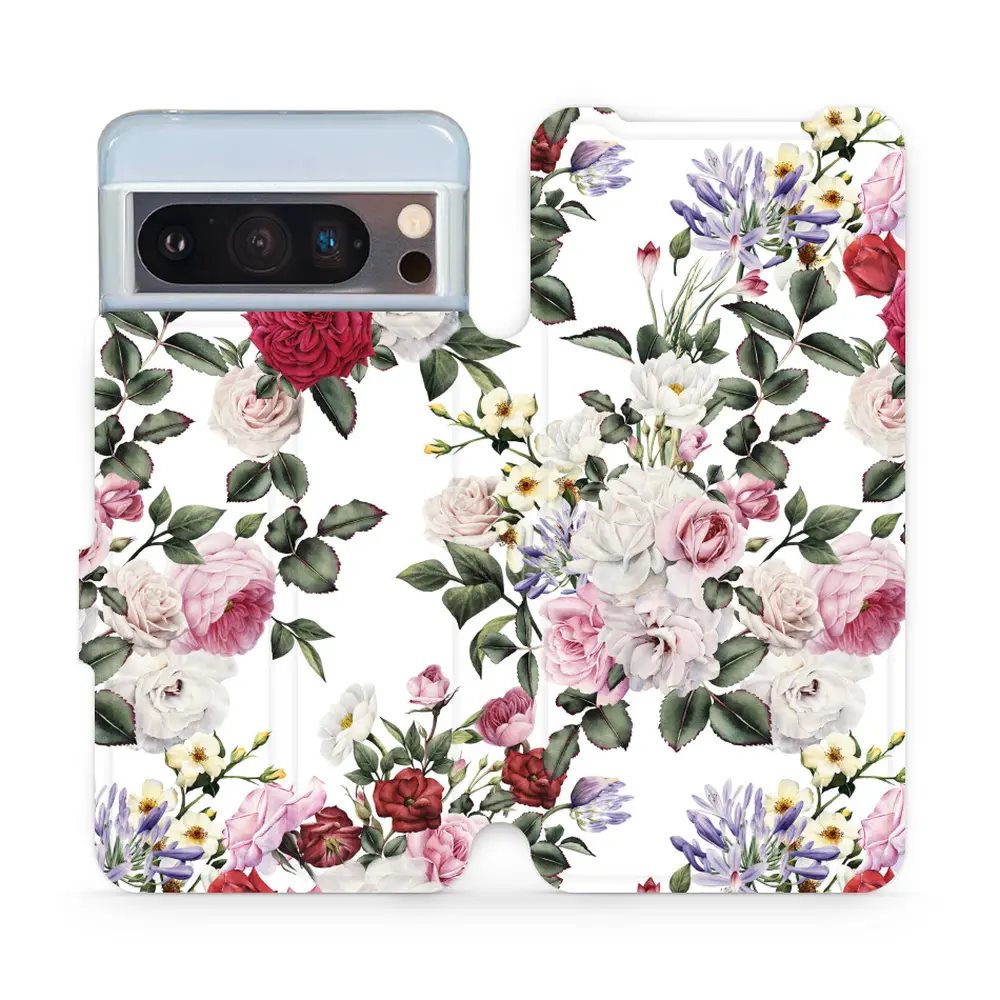 Flipové pouzdro Mobiwear - Google Pixel 8 Pro - MD01S Růže na bílé