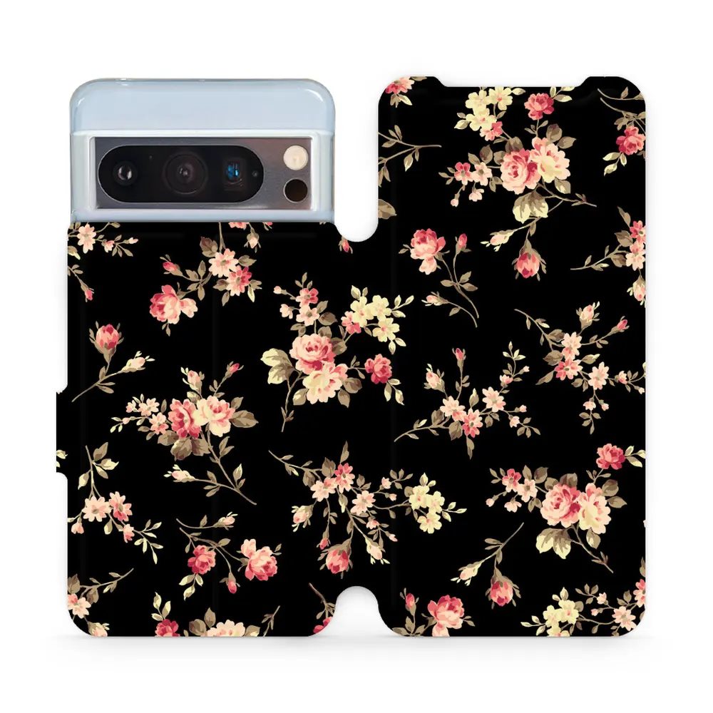 Flipové pouzdro Mobiwear - Google Pixel 8 Pro - VD02S Květy na černé