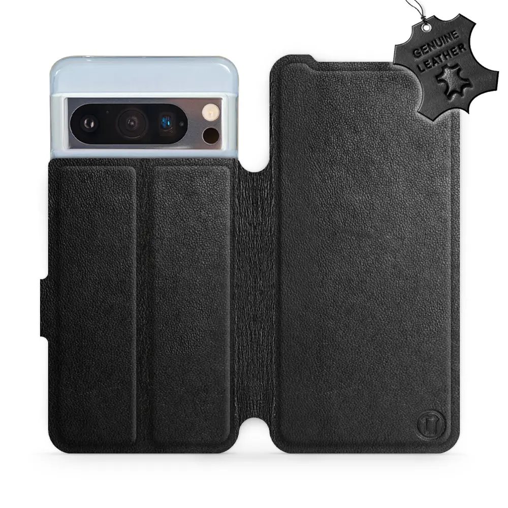 Knížkové kožené flip pouzdro Mobiwear - Google Pixel 8 Pro - Černé - L_BLS - VÝPRODEJ