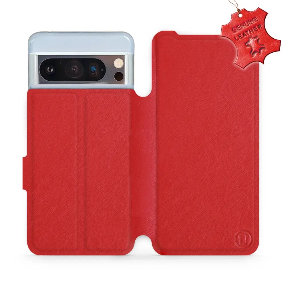Kožené flip pouzdro Mobiwear - Google Pixel 8 Pro - Červené