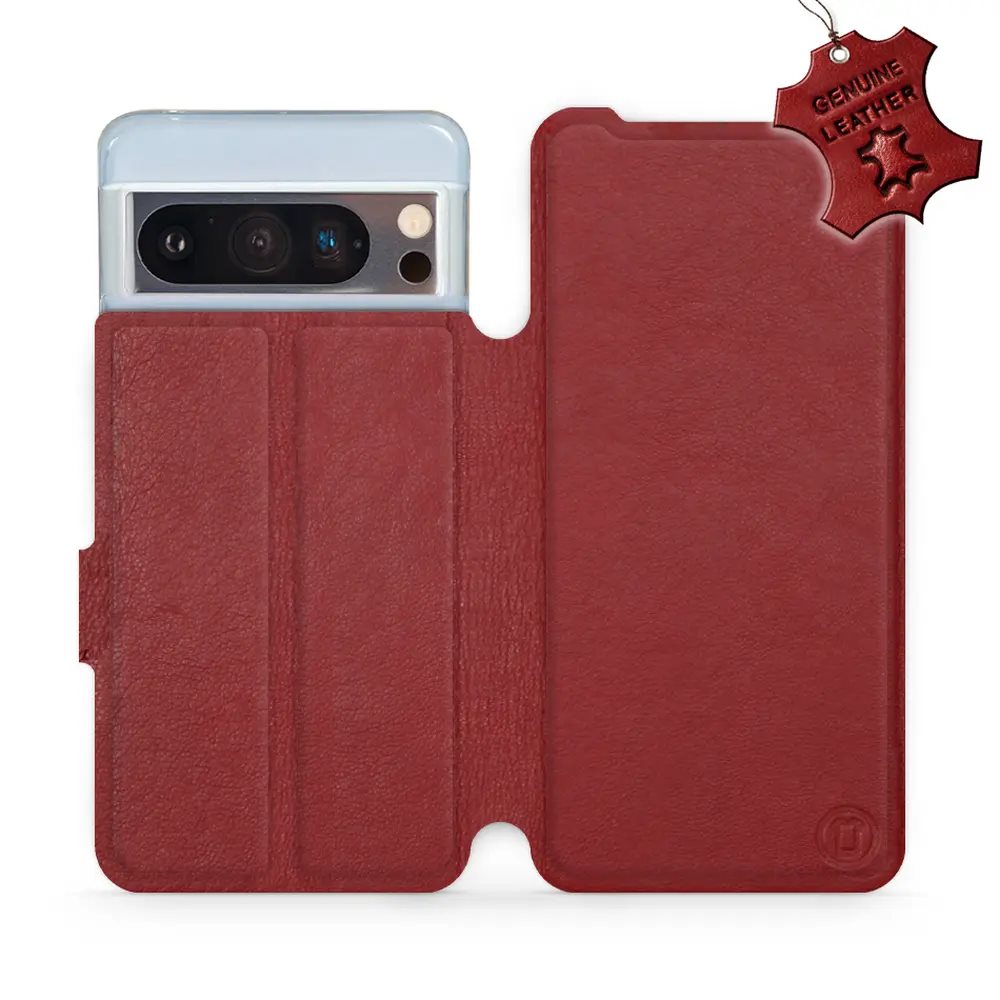 Kožené flip pouzdro Mobiwear - Google Pixel 8 Pro - Tmavě červené