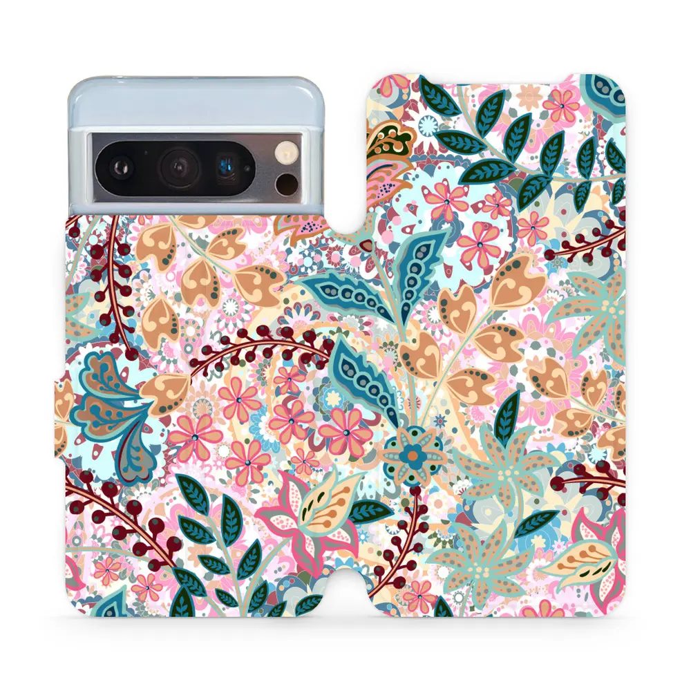 Flipové pouzdro Mobiwear - Google Pixel 8 Pro - MX04S Spletité kvítky a listy