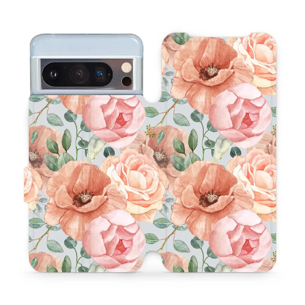 Flipové pouzdro Mobiwear - Google Pixel 8 Pro - MP02S Pastelové květy