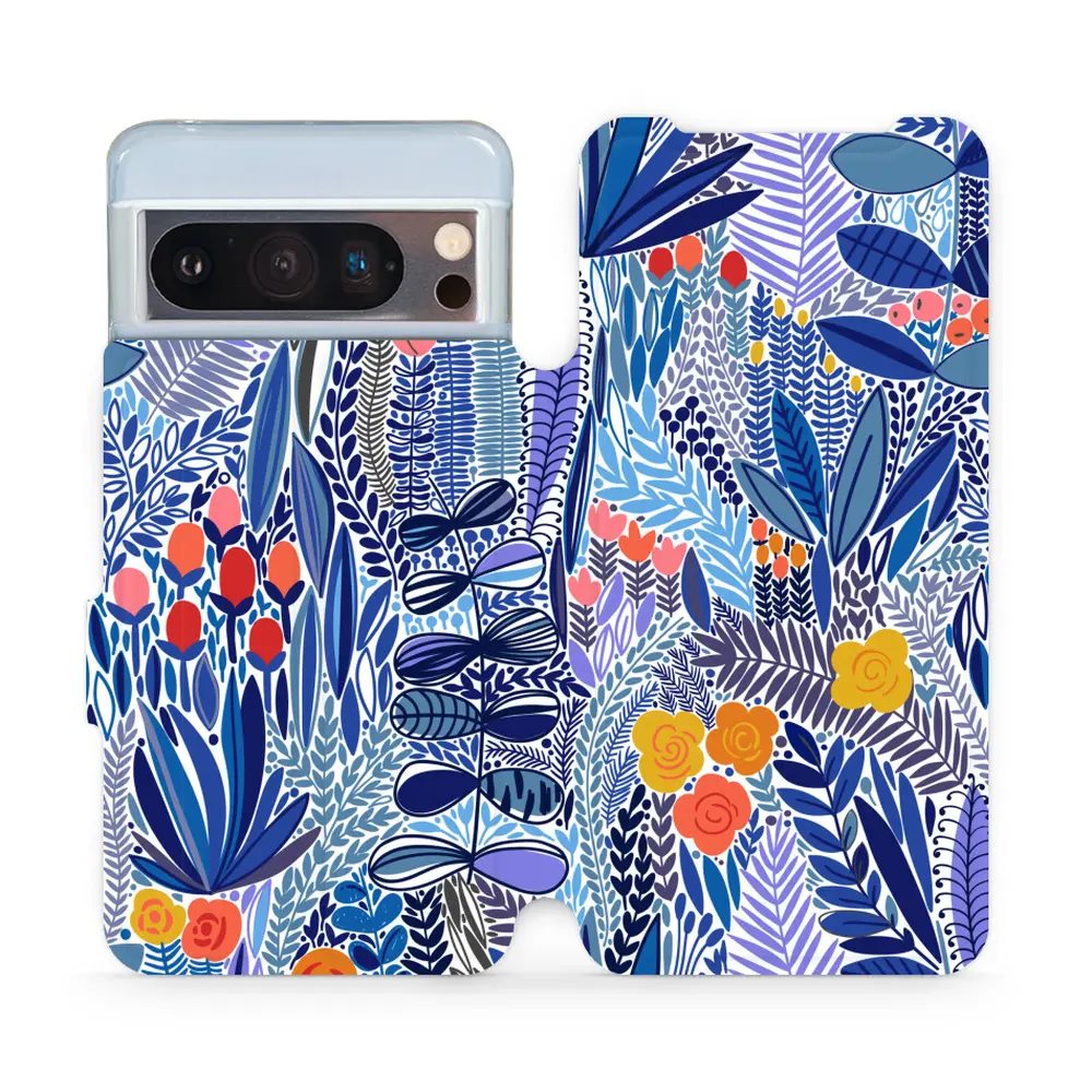 Flipové pouzdro Mobiwear - Google Pixel 8 Pro - MP03P Modrá květena