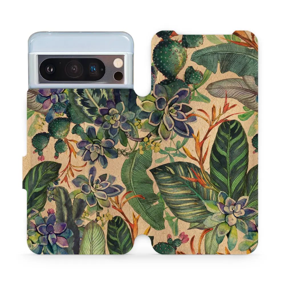 Flipové pouzdro Mobiwear - Google Pixel 8 Pro - VP05S Sukulenty