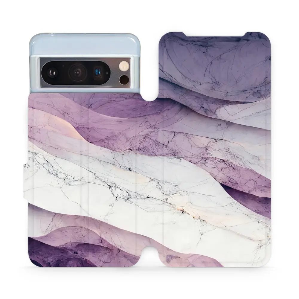 Flipové pouzdro Mobiwear - Google Pixel 8 Pro - VP31S Bílý a fialový mramor