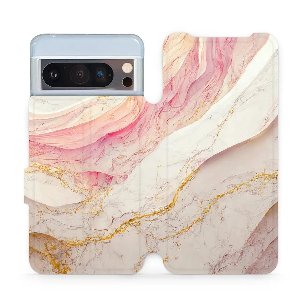 Flipové pouzdro Mobiwear - Google Pixel 8 Pro - VP32S Růžový a zlatavý mramor