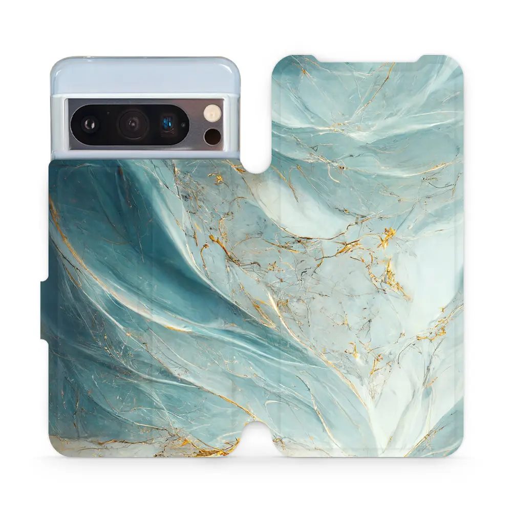 Flipové pouzdro Mobiwear - Google Pixel 8 Pro - VP34S Zelenkavý a zlatavý mramor