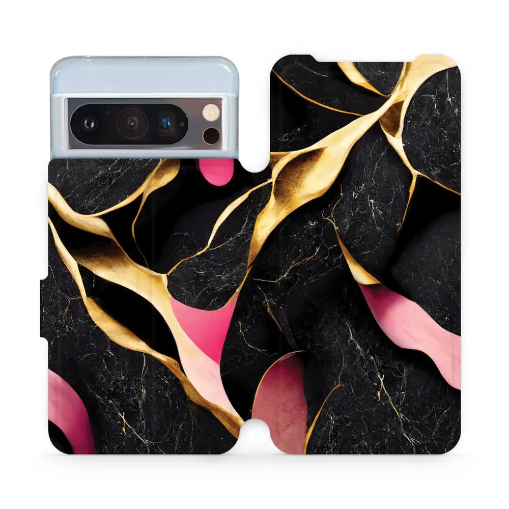 Flipové pouzdro Mobiwear - Google Pixel 8 Pro - VP35S Černý a zlatavý mramor