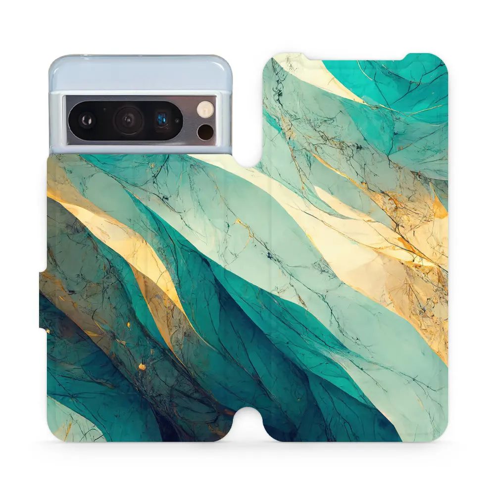 Flipové pouzdro Mobiwear - Google Pixel 8 Pro - VP37S Zlatavý a zelenkavý mramor