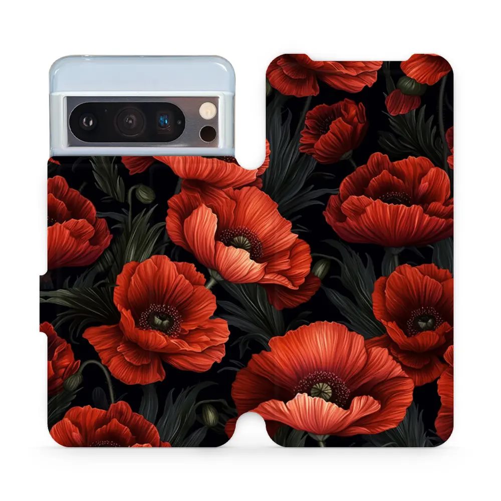 Flipové pouzdro Mobiwear - Google Pixel 8 Pro - VP45S Temné červené květy