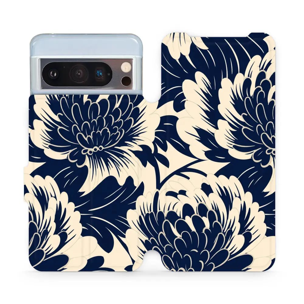 Flipové pouzdro Mobiwear - Google Pixel 8 Pro - VA40S Modré a béžové květy