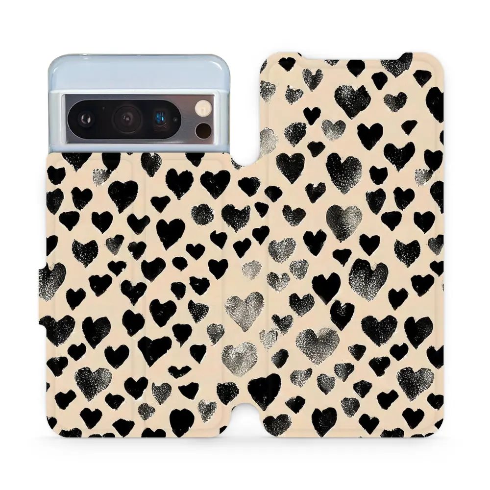 Flipové pouzdro Mobiwear - Google Pixel 8 Pro - VA51S Černá srdíčka
