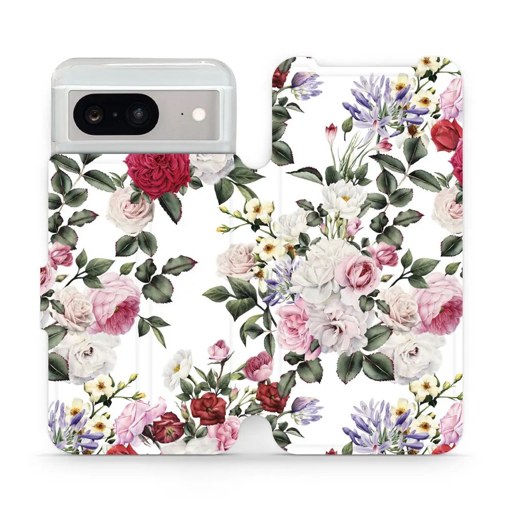 Flipové pouzdro Mobiwear - Google Pixel 8 - MD01S Růže na bílé