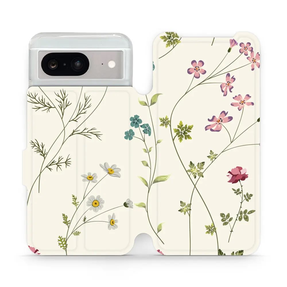 Flipové pouzdro Mobiwear - Google Pixel 8 - MD03S Tenké rostlinky s květy