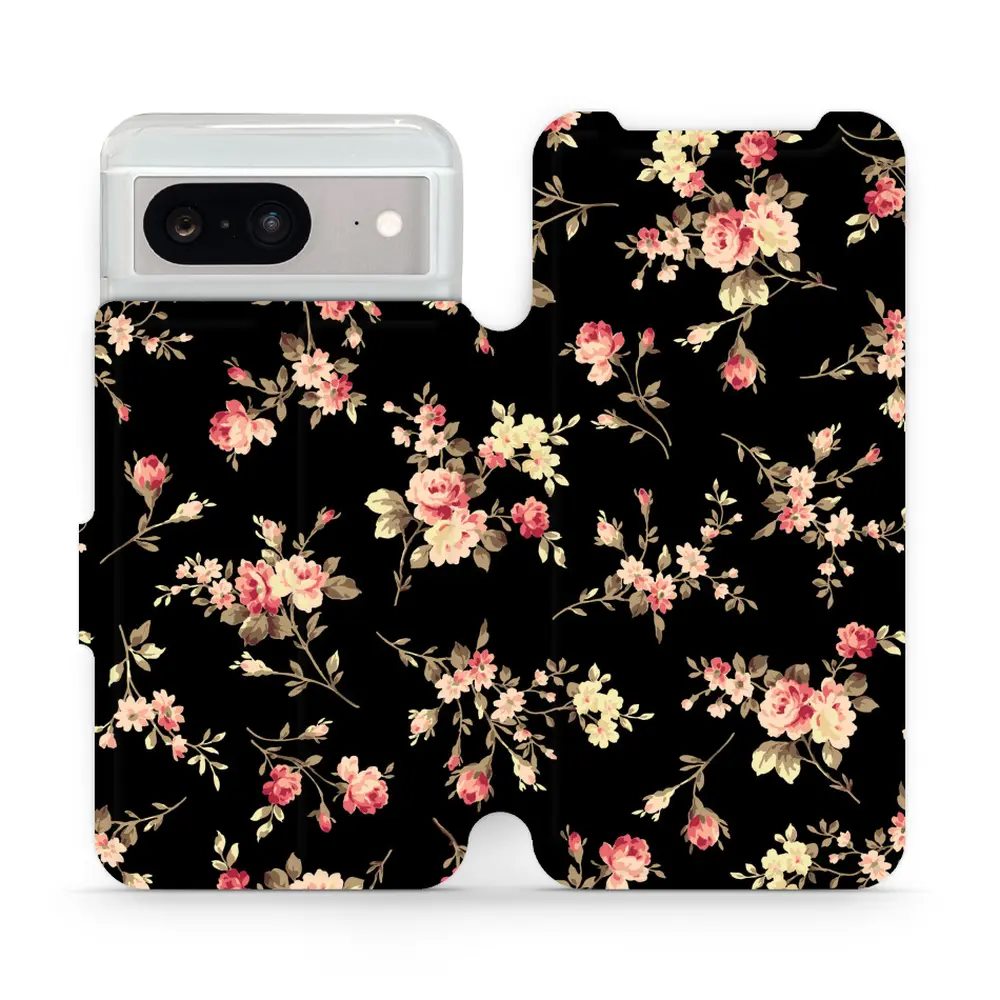 Flipové pouzdro Mobiwear - Google Pixel 8 - VD02S Květy na černé