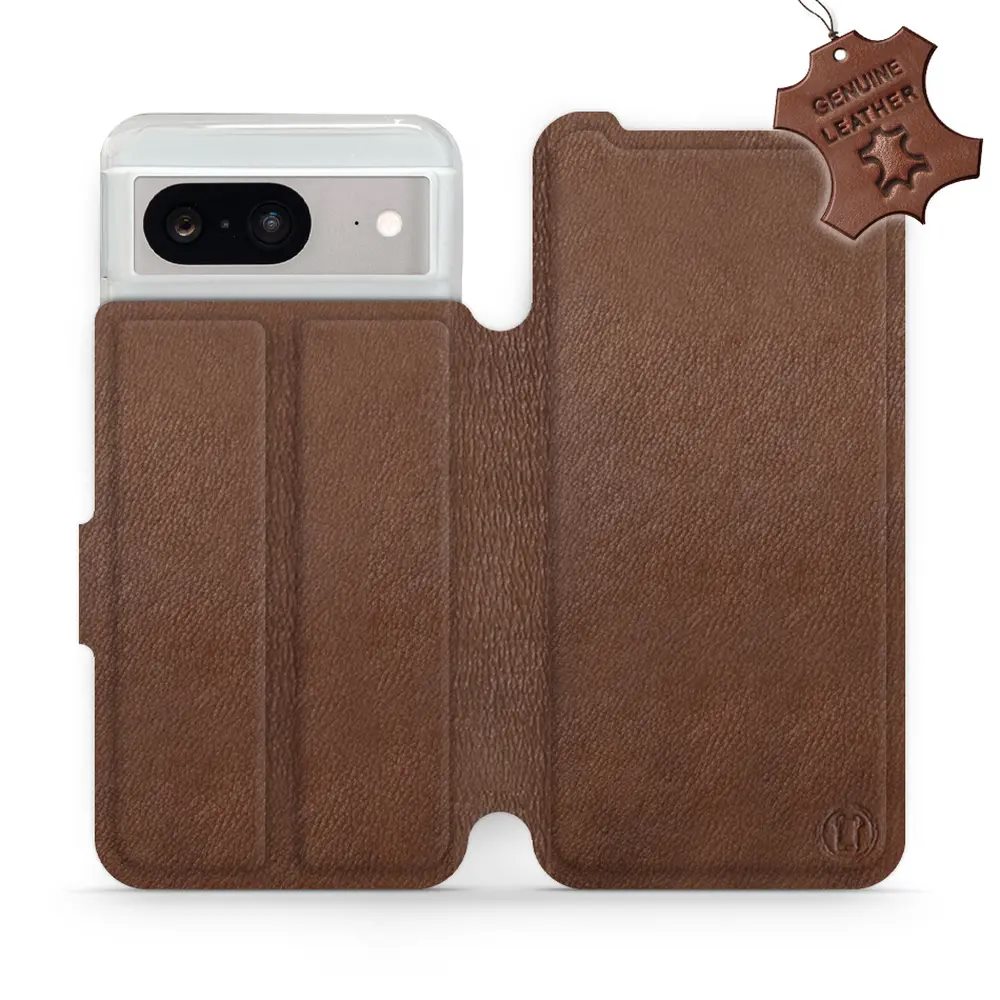 Kožené flip pouzdro Mobiwear - Google Pixel 8 - Hnědé