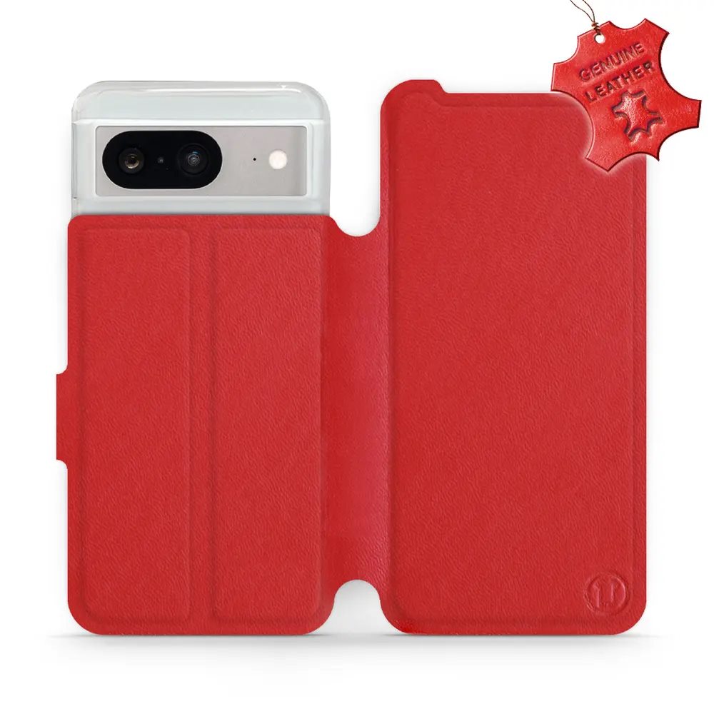 Kožené flip pouzdro Mobiwear - Google Pixel 8 - Červené
