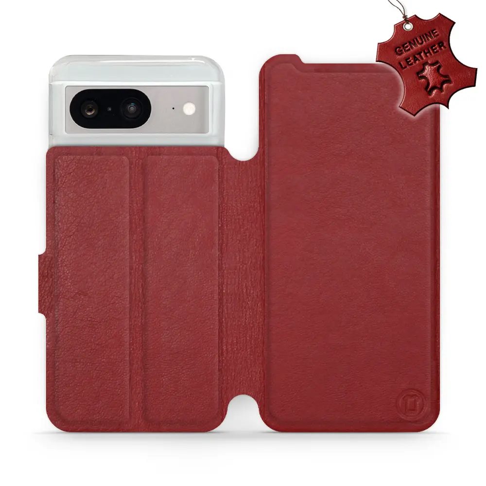 Kožené flip pouzdro Mobiwear - Google Pixel 8 - Tmavě červené