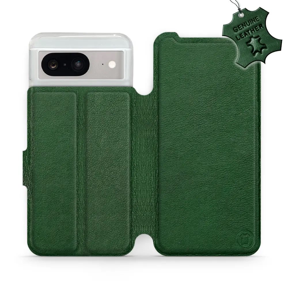 Kožené flip pouzdro Mobiwear - Google Pixel 8 - Zelené