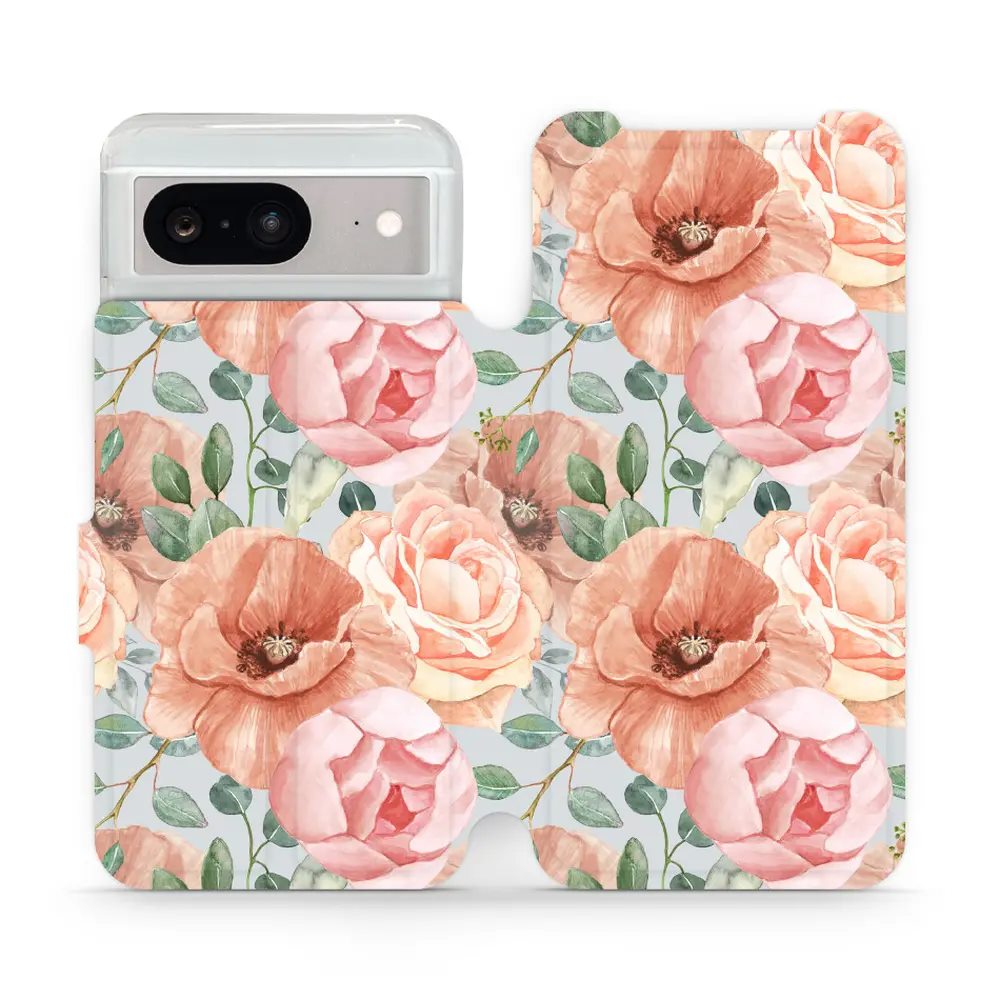 Flipové pouzdro Mobiwear - Google Pixel 8 - MP02S Pastelové květy