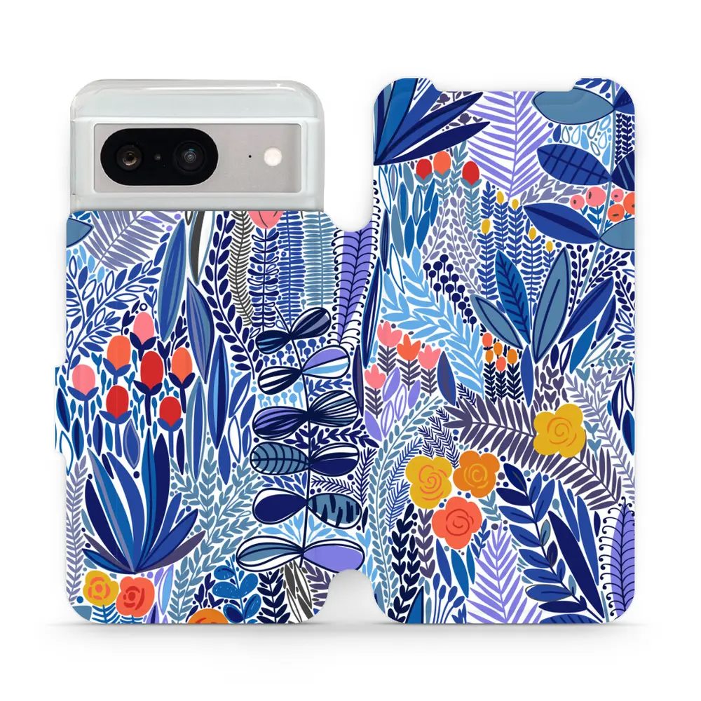 Flipové pouzdro Mobiwear - Google Pixel 8 - MP03P Modrá květena