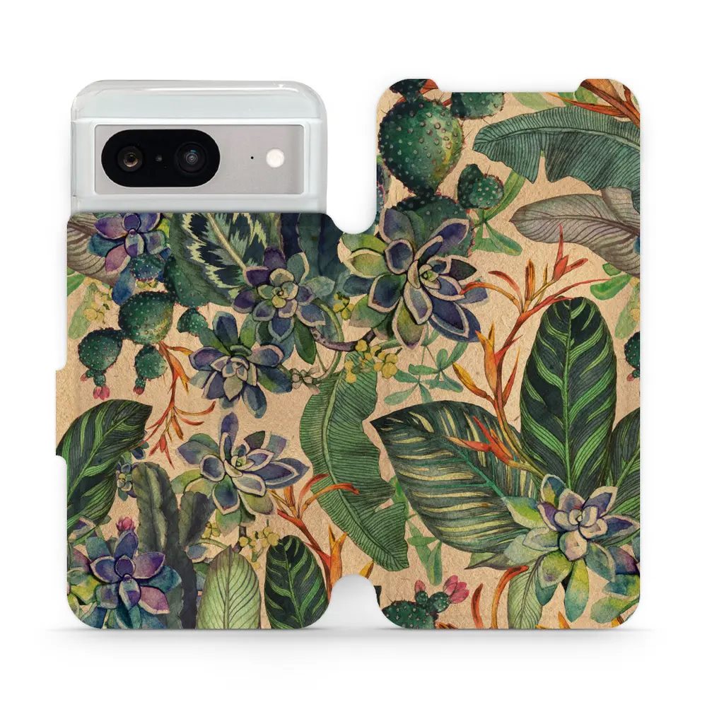 Flipové pouzdro Mobiwear - Google Pixel 8 - VP05S Sukulenty