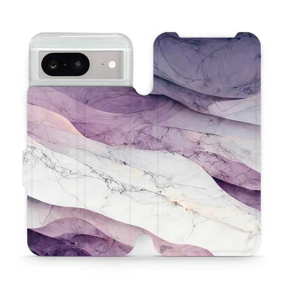 Flipové pouzdro Mobiwear - Google Pixel 8 - VP31S Bílý a fialový mramor