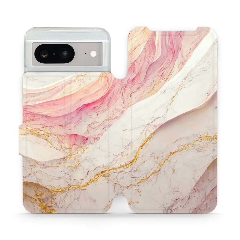 Flipové pouzdro Mobiwear - Google Pixel 8 - VP32S Růžový a zlatavý mramor - VÝPRODEJ