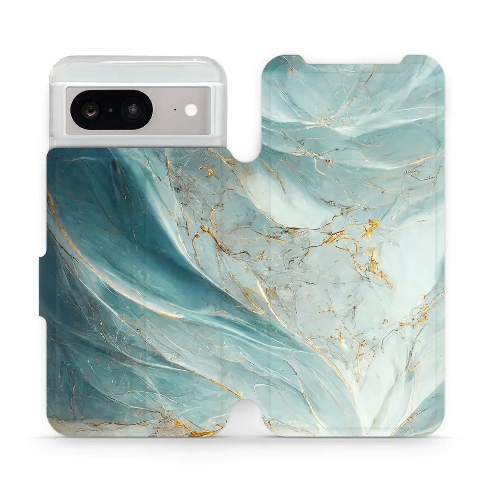 Flipové pouzdro Mobiwear - Google Pixel 8 - VP34S Zelenkavý a zlatavý mramor