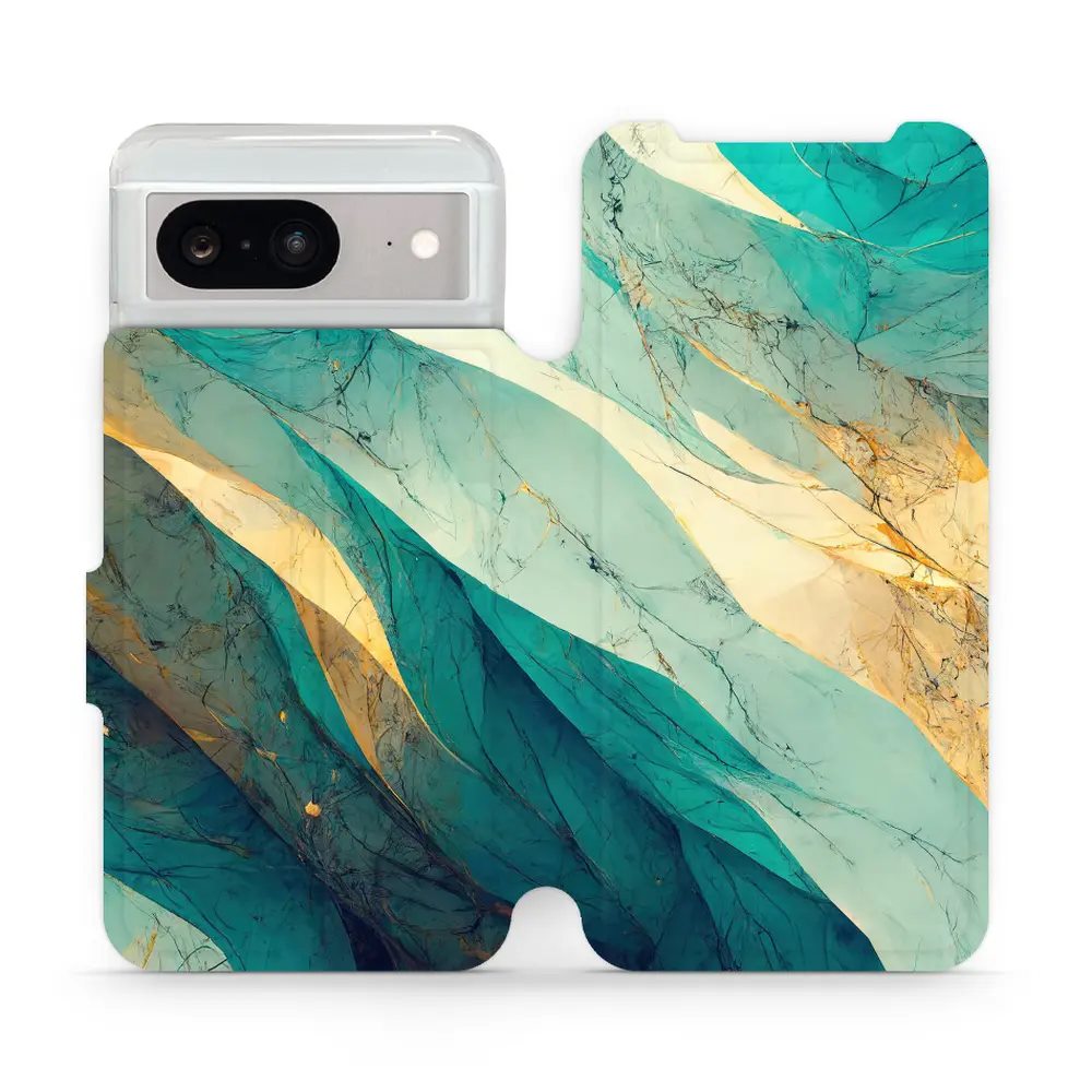 Flipové pouzdro Mobiwear - Google Pixel 8 - VP37S Zlatavý a zelenkavý mramor
