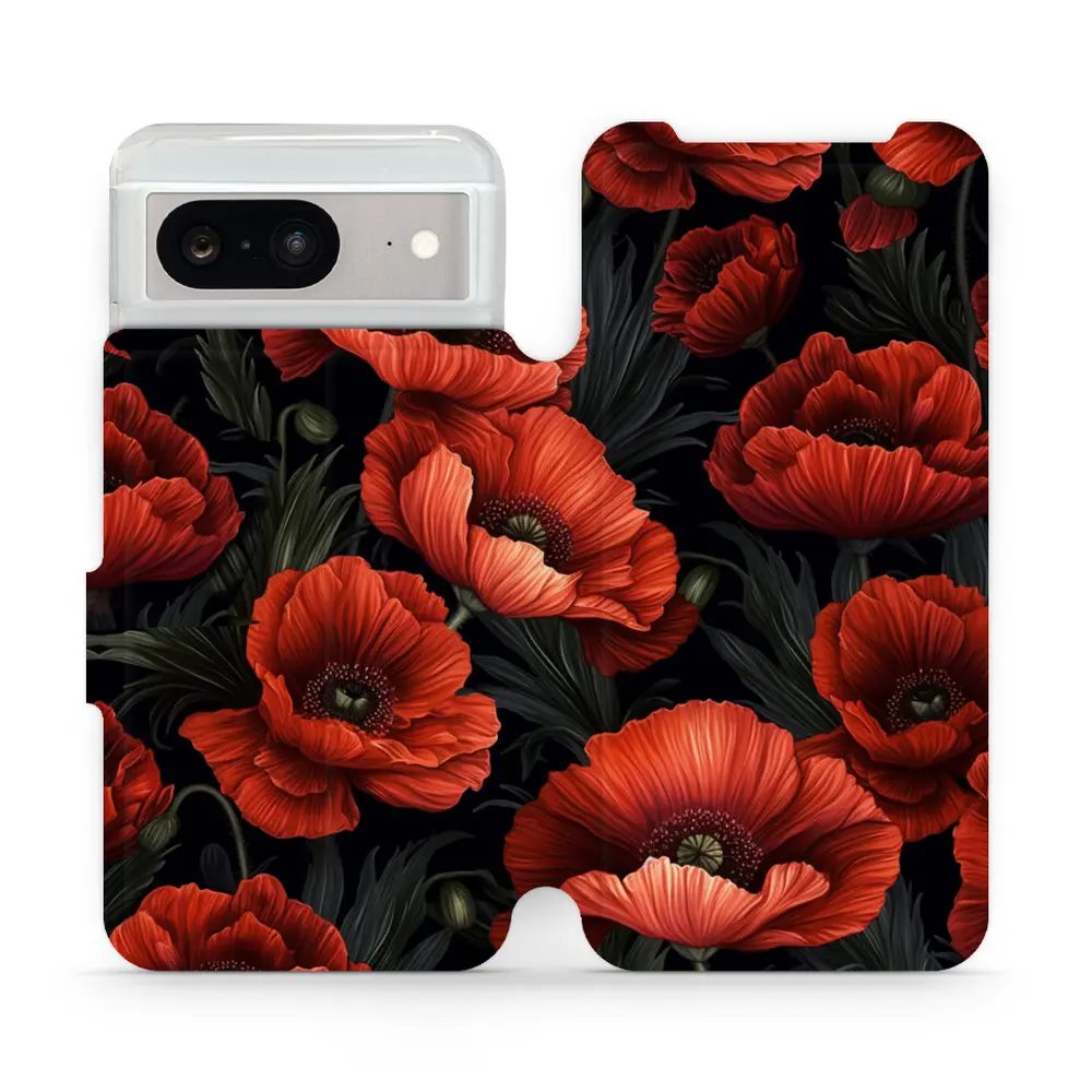 Flipové pouzdro Mobiwear - Google Pixel 8 - VP45S Temné červené květy