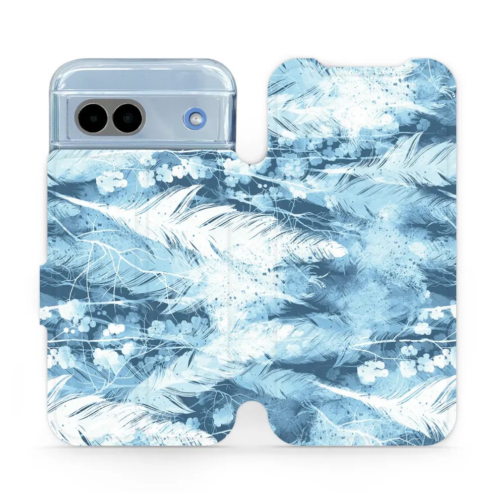 Flipové pouzdro Mobiwear - Google Pixel 8A - M058S Světle modrá horizontální pírka