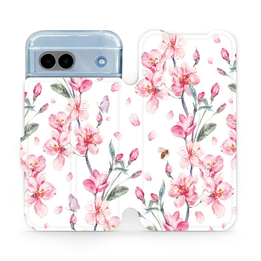 Flipové pouzdro Mobiwear - Google Pixel 8A - M124S Růžové květy