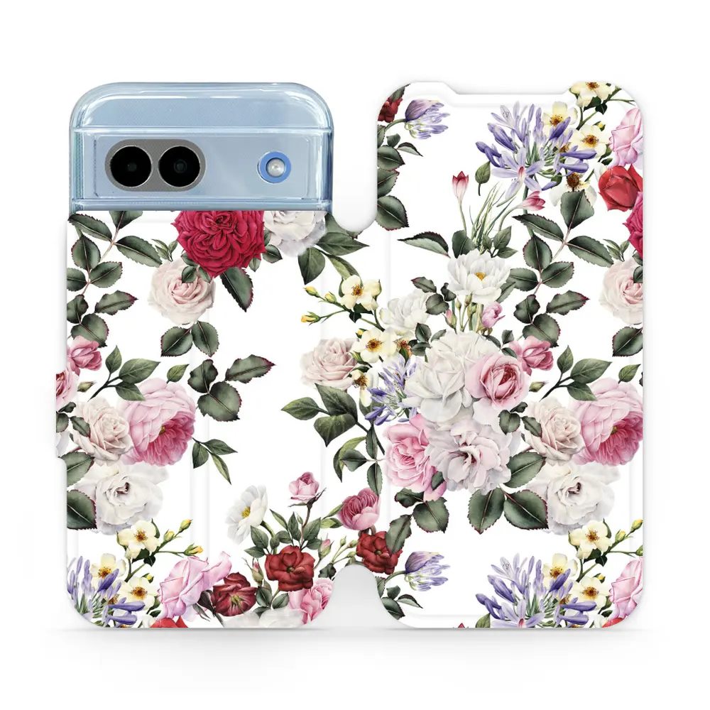 Flipové pouzdro Mobiwear - Google Pixel 8A - MD01S Růže na bílé