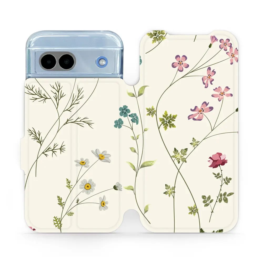 Flipové pouzdro Mobiwear - Google Pixel 8A - MD03S Tenké rostlinky s květy