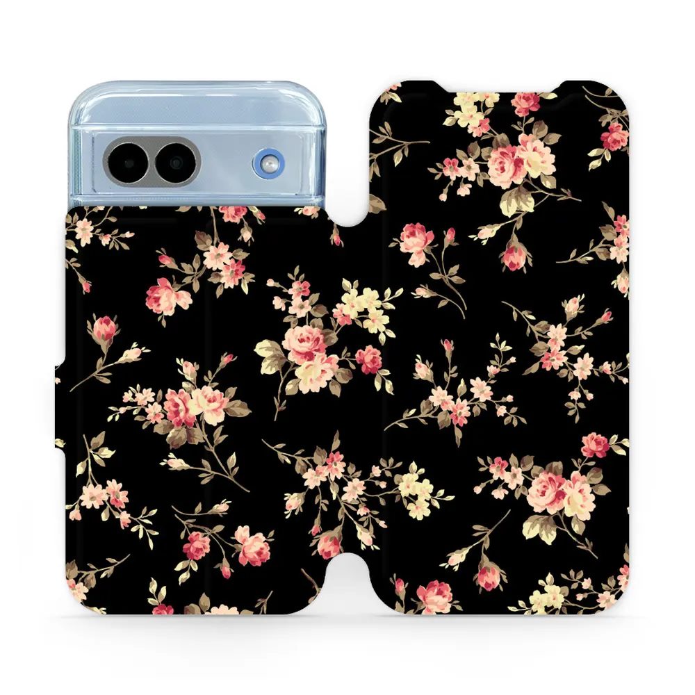 Flipové pouzdro Mobiwear - Google Pixel 8A - VD02S Květy na černé