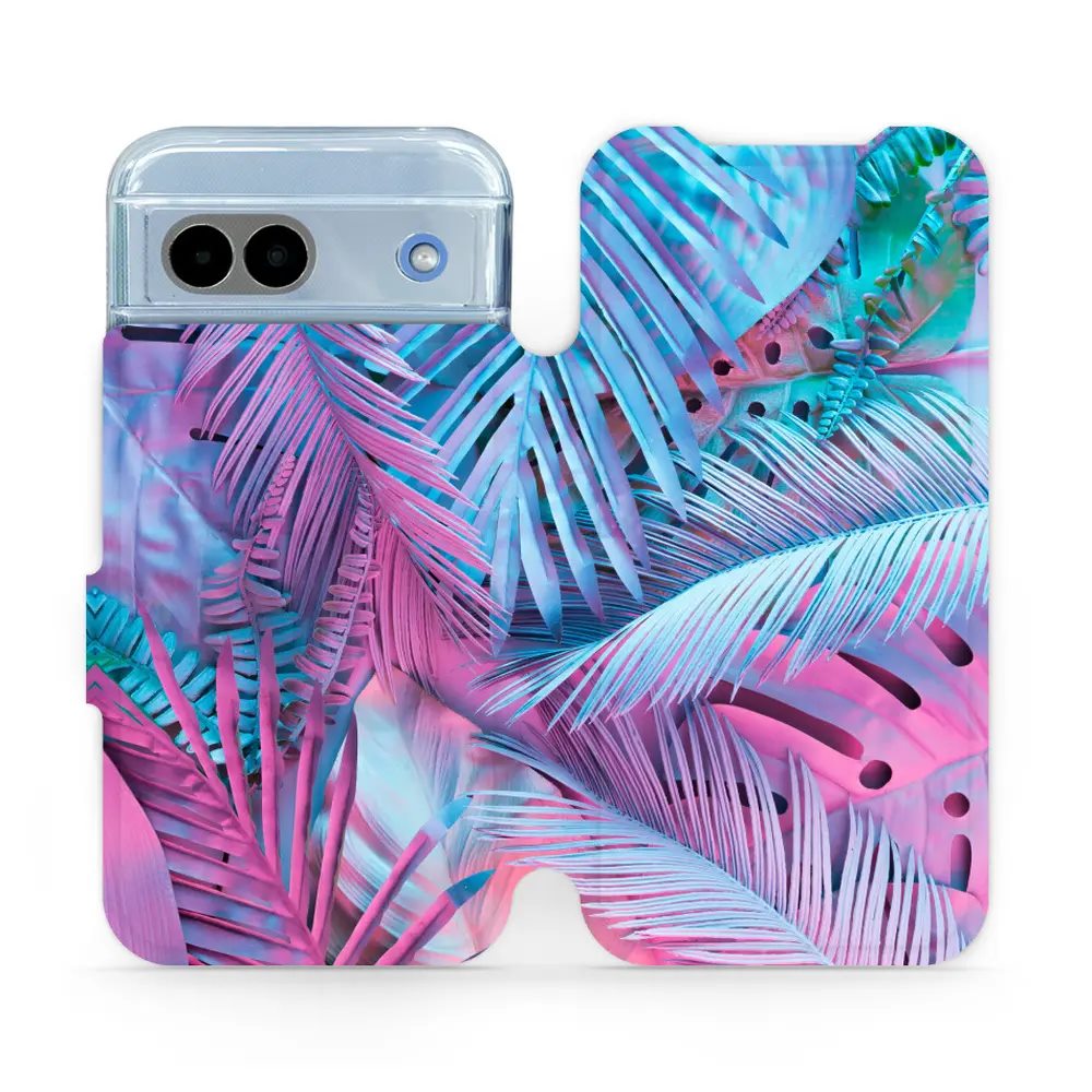Flipové pouzdro Mobiwear - Google Pixel 8A - MG10S Fialové a modré listy