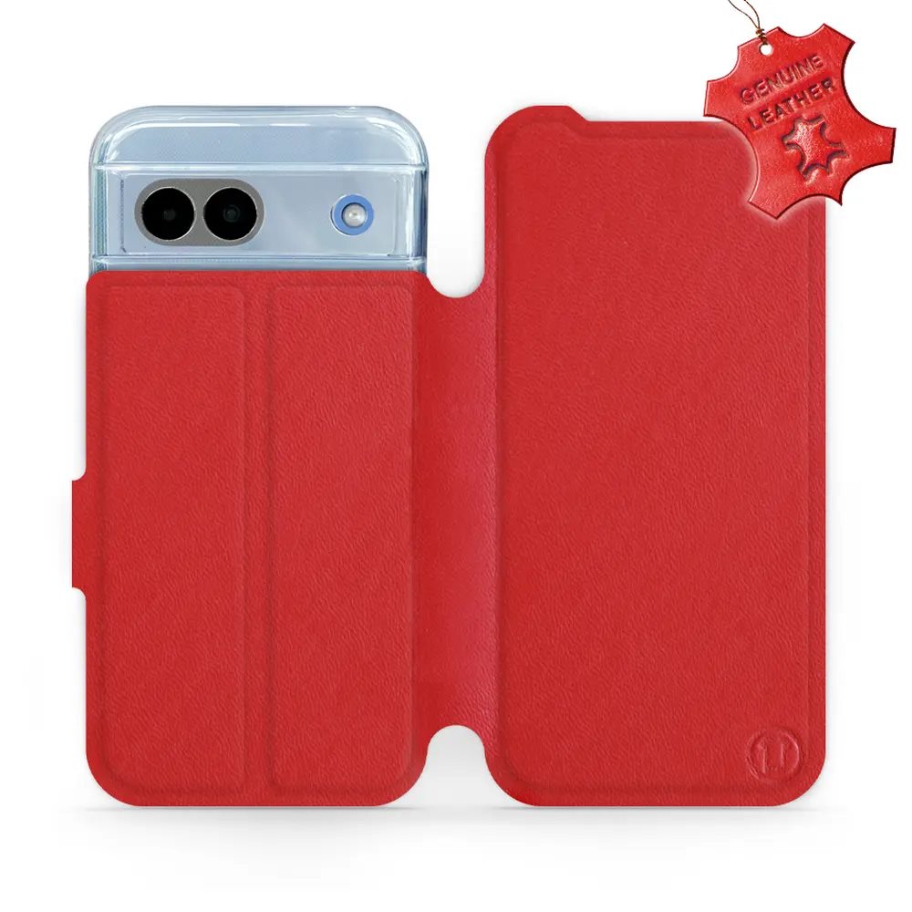 Kožené flip pouzdro Mobiwear - Google Pixel 8A - Červené