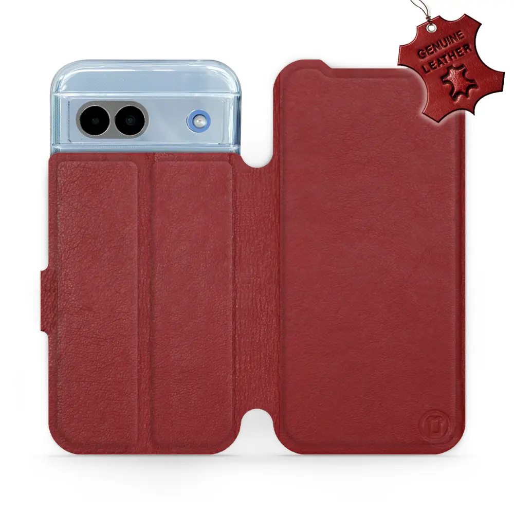 Kožené flip pouzdro Mobiwear - Google Pixel 8A - Tmavě červené
