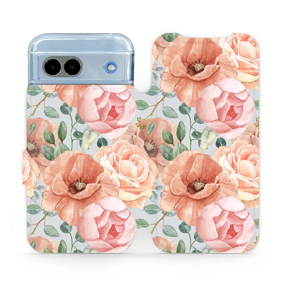 Flipové pouzdro Mobiwear - Google Pixel 8A - MP02S Pastelové květy