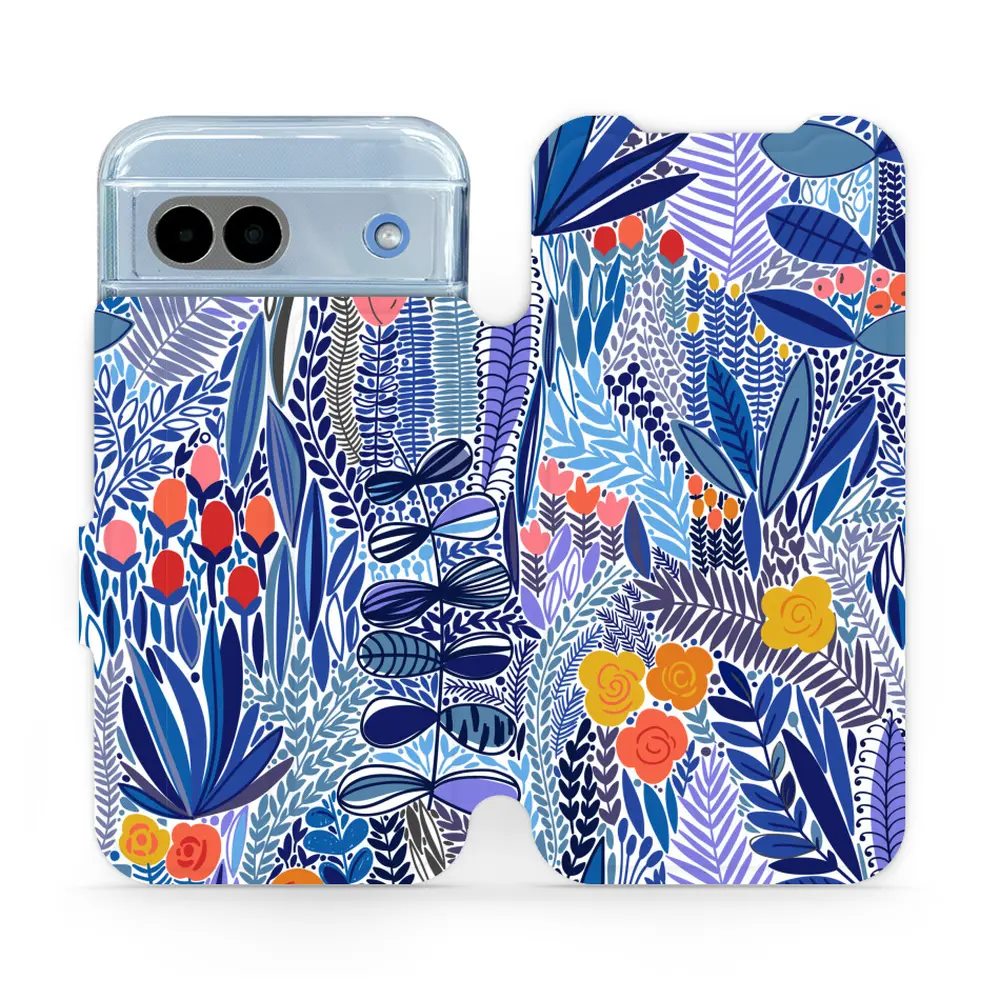 Flipové pouzdro Mobiwear - Google Pixel 8A - MP03P Modrá květena