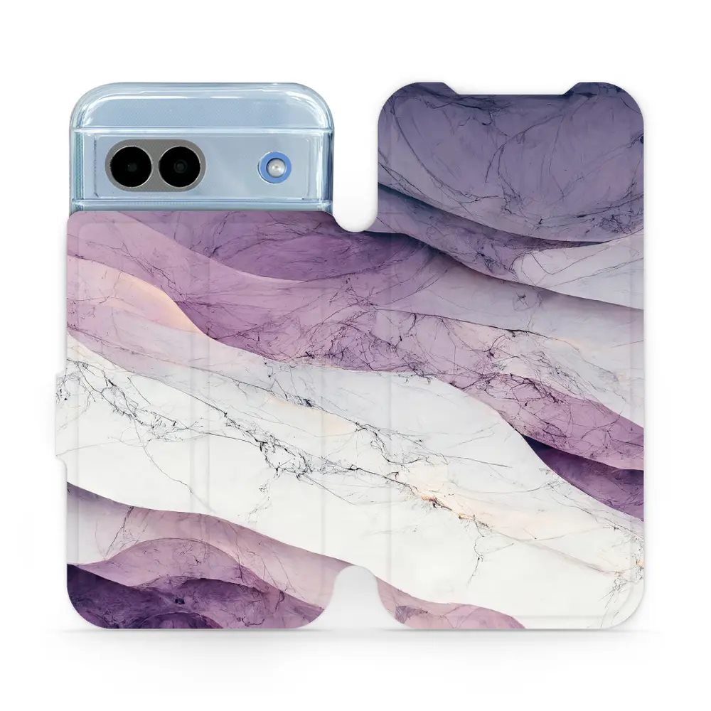 Flipové pouzdro Mobiwear - Google Pixel 8A - VP31S Bílý a fialový mramor