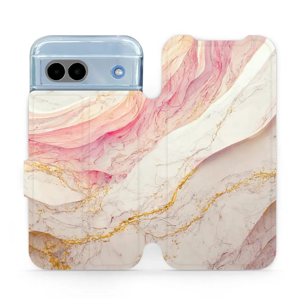 Flipové pouzdro Mobiwear - Google Pixel 8A - VP32S Růžový a zlatavý mramor