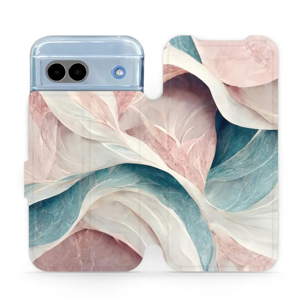 Flipové pouzdro Mobiwear - Google Pixel 8A - VP33S Růžový a zelenkavý mramor