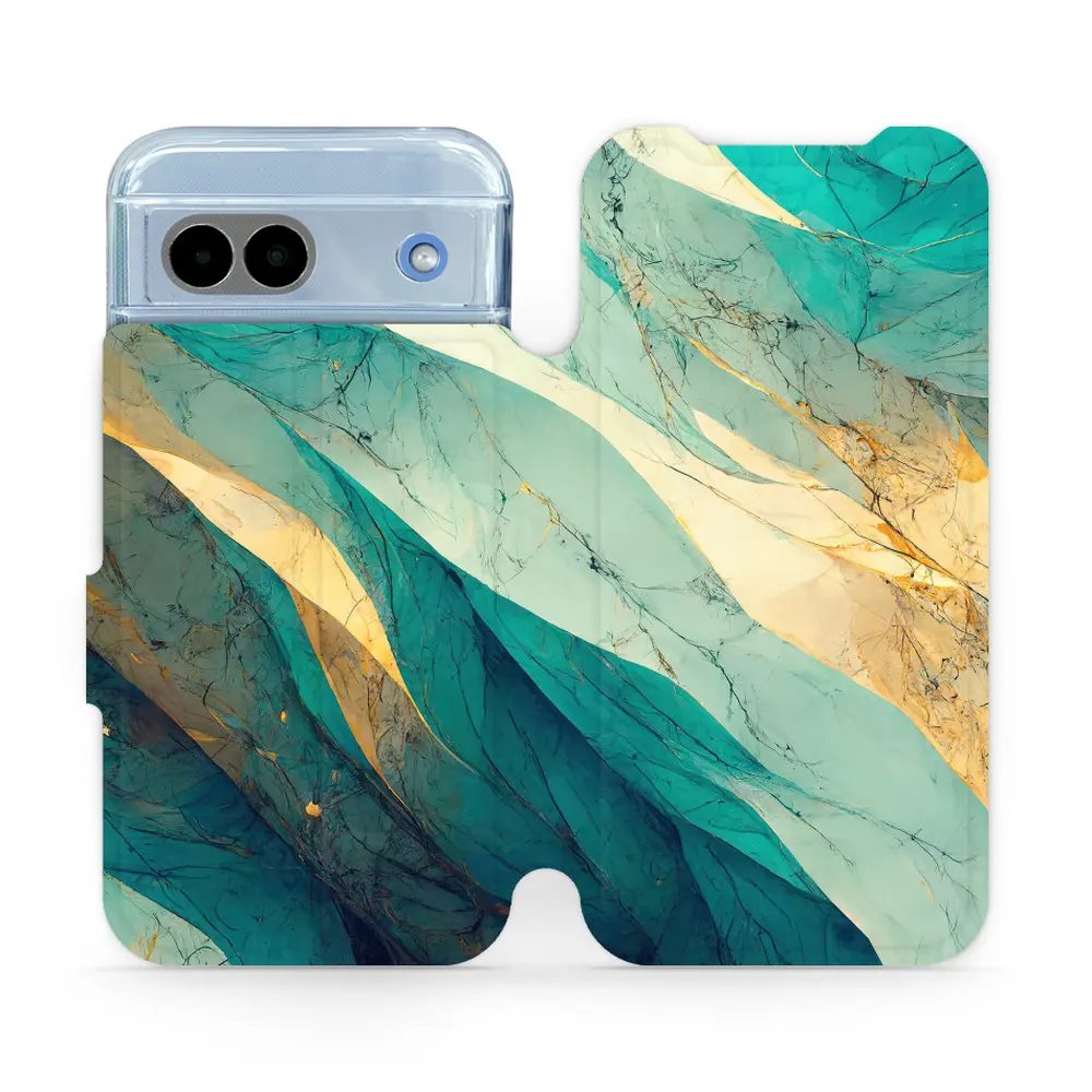 Flipové pouzdro Mobiwear - Google Pixel 8A - VP37S Zlatavý a zelenkavý mramor