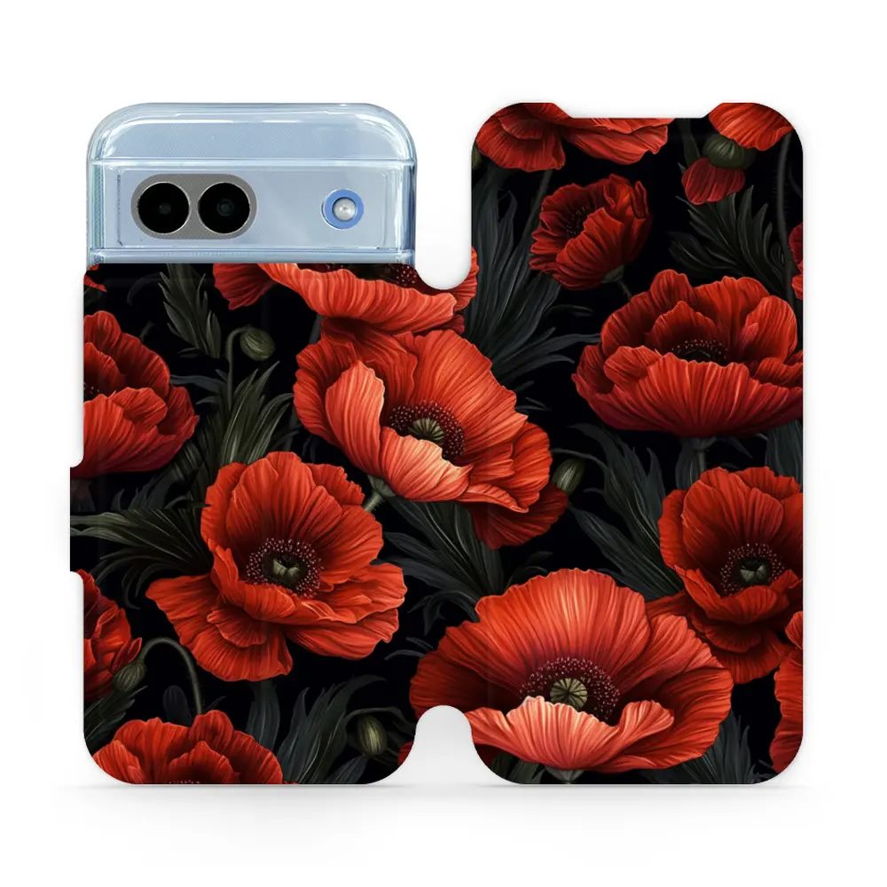 Flipové pouzdro Mobiwear - Google Pixel 8A - VP45S Temné červené květy