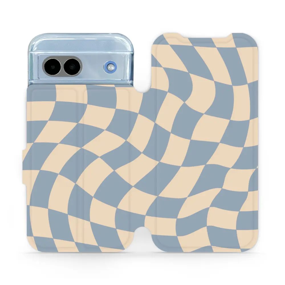 Flipové pouzdro Mobiwear - Google Pixel 8A - VA59S Modrá a béžová šachovnice