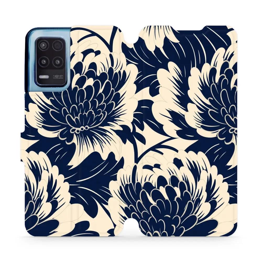 Flipové pouzdro Mobiwear - Realme 8 5G - VA40S Modré a béžové květy